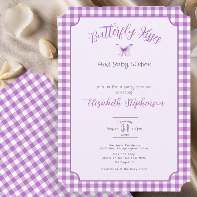 Invitation Baisers de papillon violet Souhaits de bébé Baby S (Créateur téléchargé)