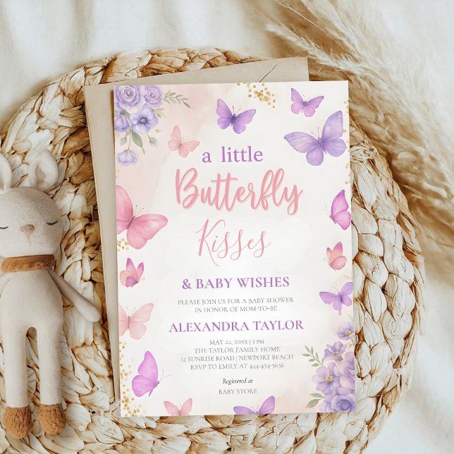 Invitation Baisers de papillon Vœux élégants classe chic et s (Créateur téléchargé)