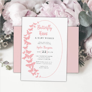 Invitation Baisers papillon Boho rose Chic Girl Baby shower