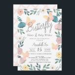 Invitation Baisers papillon Jardin fleuri Baby shower rose<br><div class="desc">Cette mignonne invitation baby shower "papillon baisers & souhaits bébé" présente des papillons roses sur un arrière - plan blanc entouré de fleurs et de verdure. Au verso, on retrouve un arrière - plan blanc avec des motifs-chèques peints à la main en rose vif. Personnalisez-le selon vos besoins. Vous pouvez...</div>