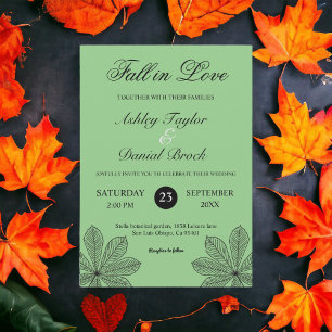 Invitation Baisse simple en amour Sage Boho Mariage d'automne