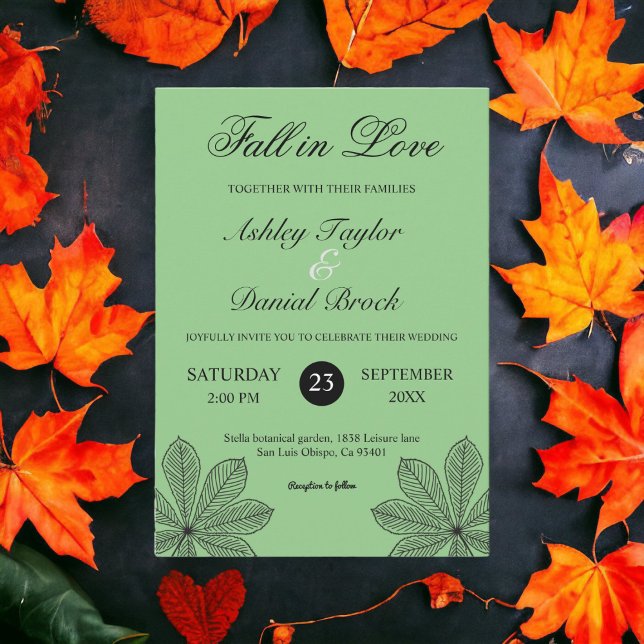 Invitation Baisse simple en amour Sage Boho Mariage d'automne (Créateur téléchargé)