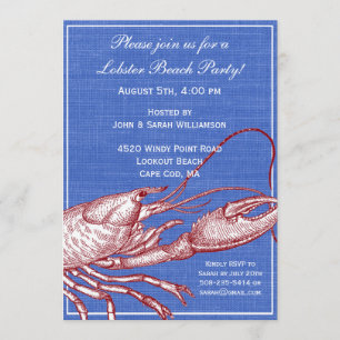 Invitation Bake Beach Party de homard nautique vintage