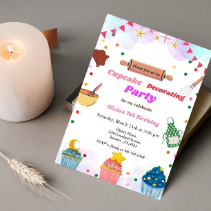 Invitation Baking party girl décorant fête d'anniversaire,