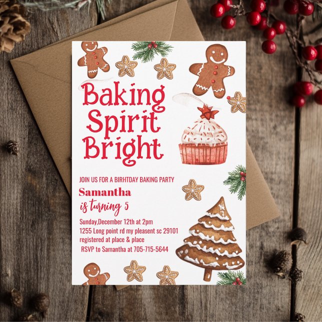 Invitation Baking Spirit Bright Christmas Cookie Birthday (Créateur téléchargé)