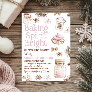 Invitation Baking Spirit Bright Pastel Pink Cookie Exchange