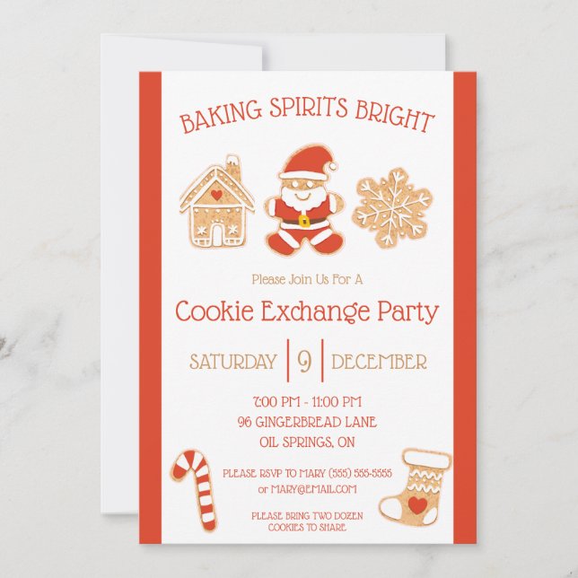 Invitation Baking Spirits Bright, Cookie Exchange Party (Devant)