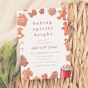 Invitation Baking Spirits Bright Cookies Exchange Noël