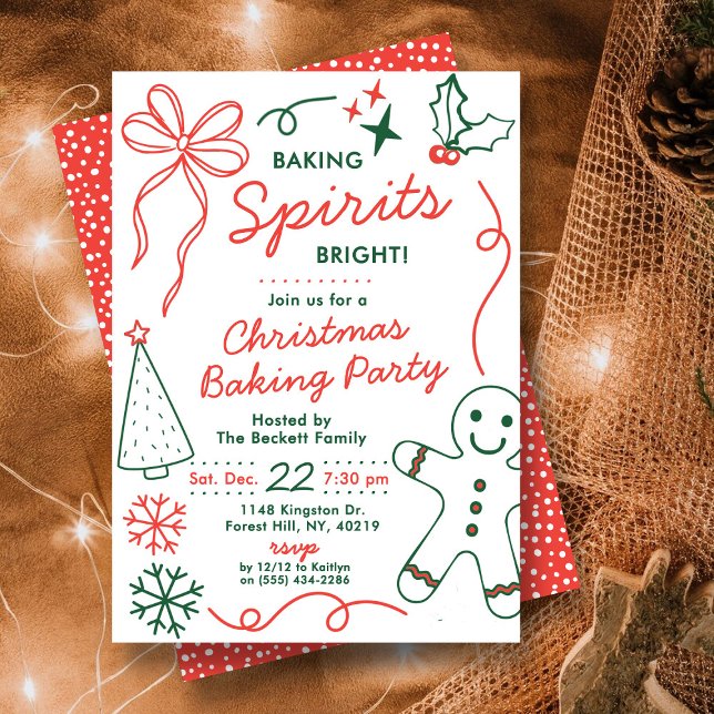 Invitation Baking Spirits Bright | Fête d'échange de biscuits (Créateur téléchargé)