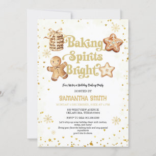 Invitation Baking Spiritueux Bright Gold Christmas Baking Par