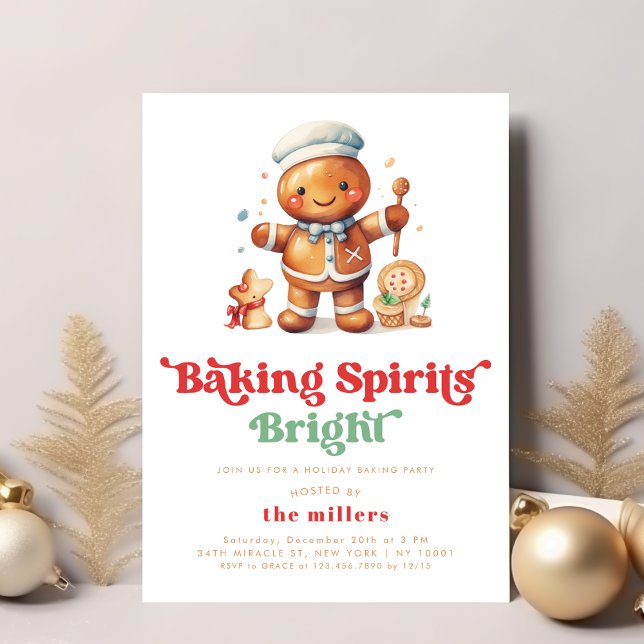 Invitation Baking Spiritueux Fête de Noël Bake Party (Baking Spirits Bright Holiday Christmas Bake Party Invitation)