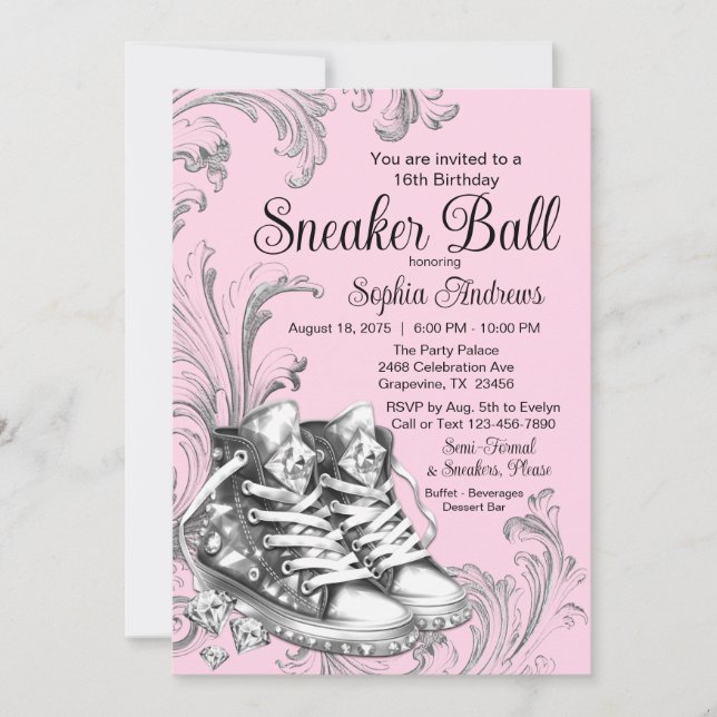 Invitation Bal à chaussures argent rose  (Devant)