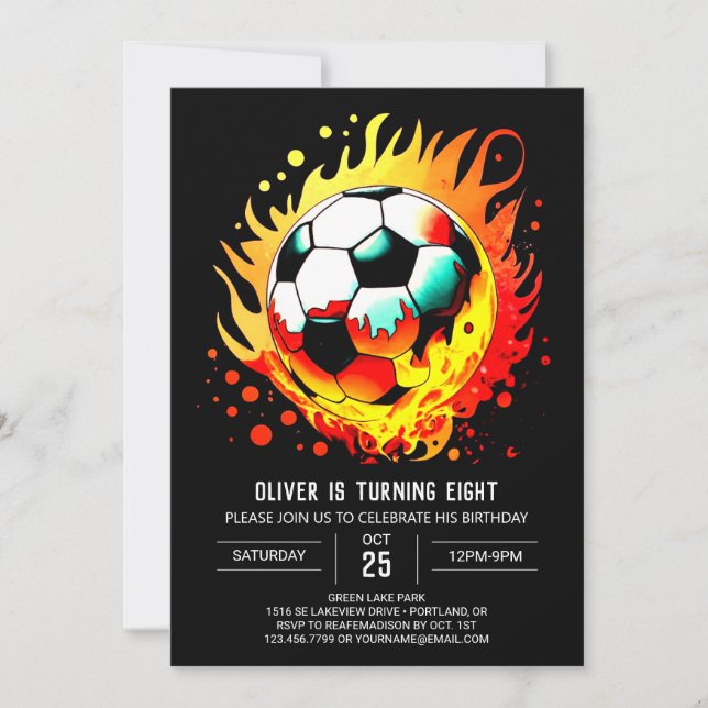 Invitation Bal coloré Football en ligne Anniversaire (Devant)