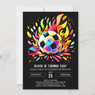 Invitation Bal coloré Printable Soccer Anniversaire
