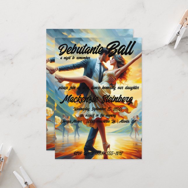 Invitation Bal de Débutante Cotillon Danse de Salon (Devant/Arrière en situation)