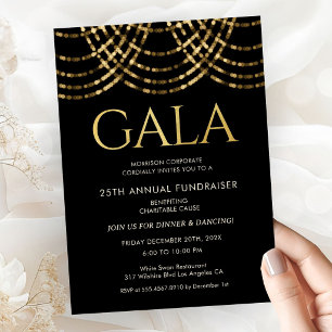 Invitation Bal de gala d'entreprise noir or formel élégant
