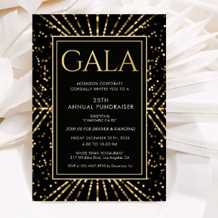 Invitation Bal de gala d'entreprise noir or formel élégant
