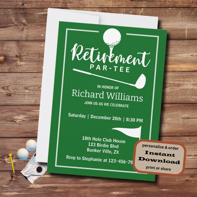 Invitation Bal de golf de retraite Drapeau moderne (Créateur téléchargé)