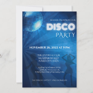Invitation Bal de la soirée cool Blue Disco