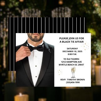 Invitation Bal de la soirée de Cravate noire Tuxedo pour homm