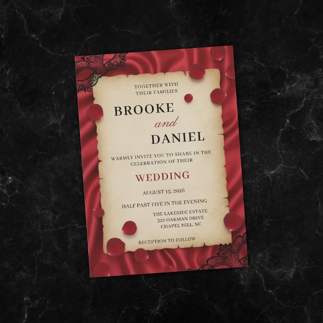 Invitation Bal de masque rouge romantique de mariage (Créateur téléchargé)