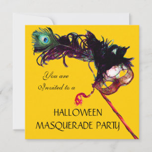 Invitation BAL DE MASQUERADE D'HALLOWEEN,Noir Jaune