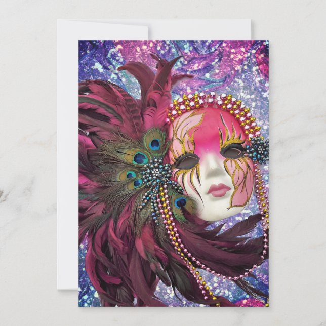Invitation Bal de masques - Nouvel An - Quinceanera (Devant)