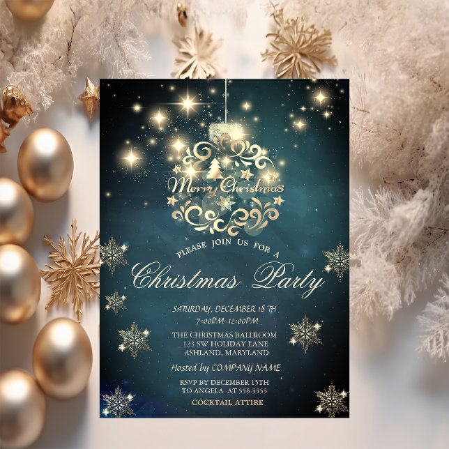 Invitation Bal de Noël chic, fête de l'entreprise sous les fl (Créateur téléchargé)