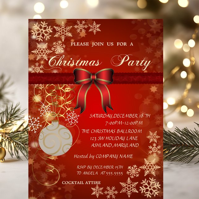 Invitation Bal de Noël, Soirée d'entreprise de Bow (Créateur téléchargé)