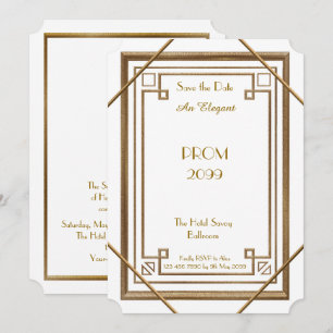 Invitation Bal d'étudiants Supérieur-Junior, blanc, or