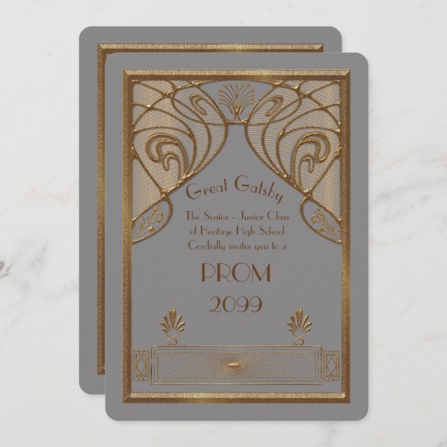 Invitation Bal d'étudiants Supérieur-Junior, grand Gatsby, (Devant / Derrière)