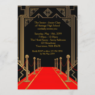 Invitation Bal d'étudiants Supérieur-Junior, style de Gatsby,