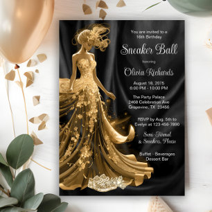 Invitation Bal élégant de chaussures noires et or