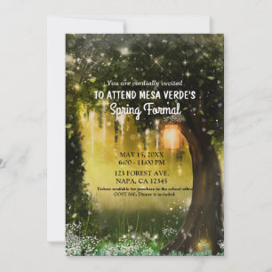 Invitation Bal enchanté de la forêt verte scintillante de fan