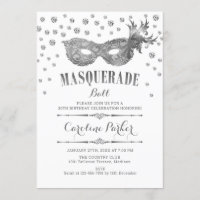 Bal Mascarade Blanc Argent Anniversaire