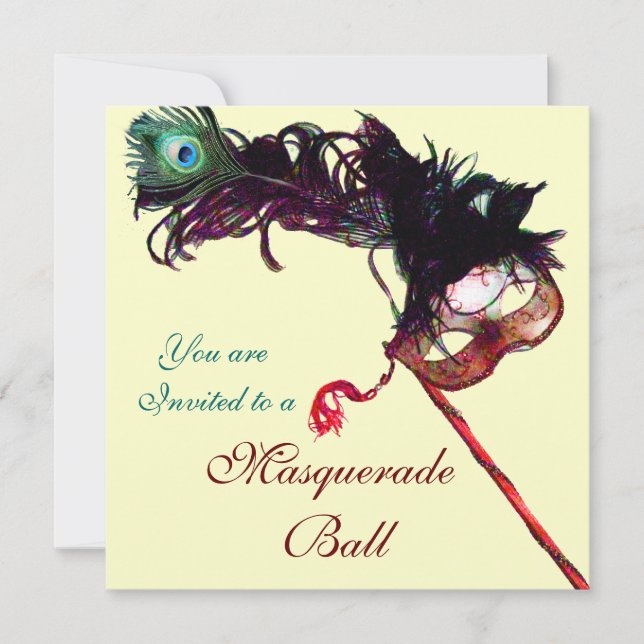 Invitation BAL MASQUÉ DU MARDI GRAS Champagne Métallisé (Devant)