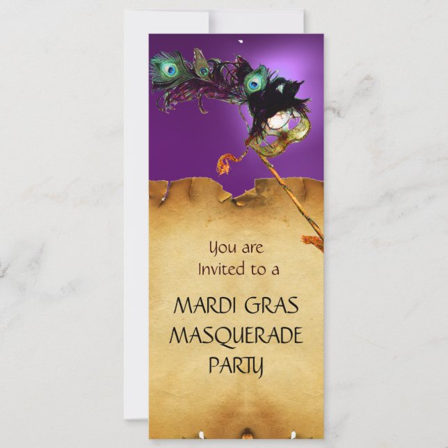 Invitation BAL MASQUÉ DU MARDI GRAS, rouge violet (Devant)