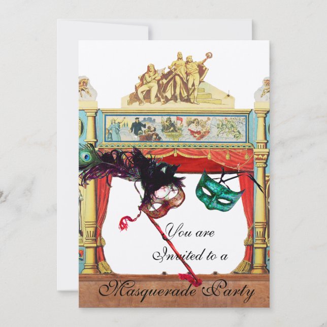 Invitation BAL MASQUÉ DU MARDI GRAS SUR LA SCÈNE DE THÉÂTRE a (Devant)