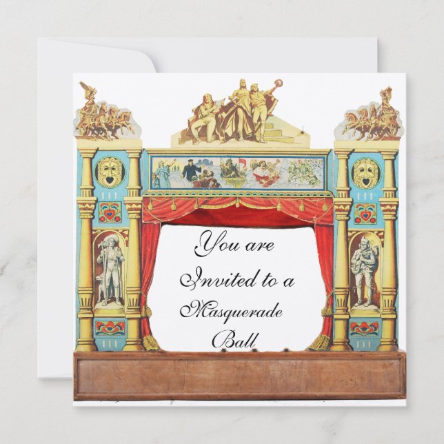 Invitation BAL MASQUÉ DU MARDI GRAS THÉÂTRE MASQUES Champagne (Devant)