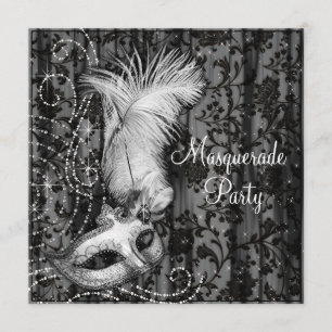 Invitation Bal masqué élégant en noir et blanc