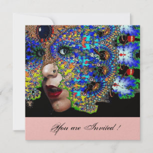 Invitation BAL MASQUÉ ÉPHÉMÈRE , or , rose