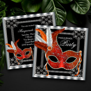 Invitation Bal masqué rouge et noir