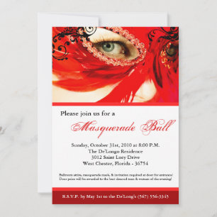 Invitation Bal masqué rouge Masque Costume de bal Halloween