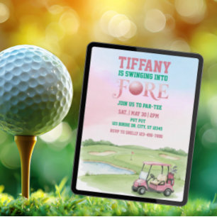 Invitation Balance dans le avant, golf rose 4ème anniversaire