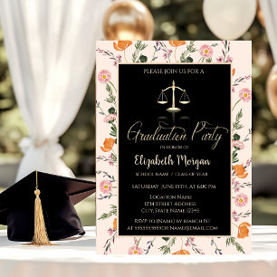 Invitation Balance de justice dorée Fleurs sauvages Photo Rem