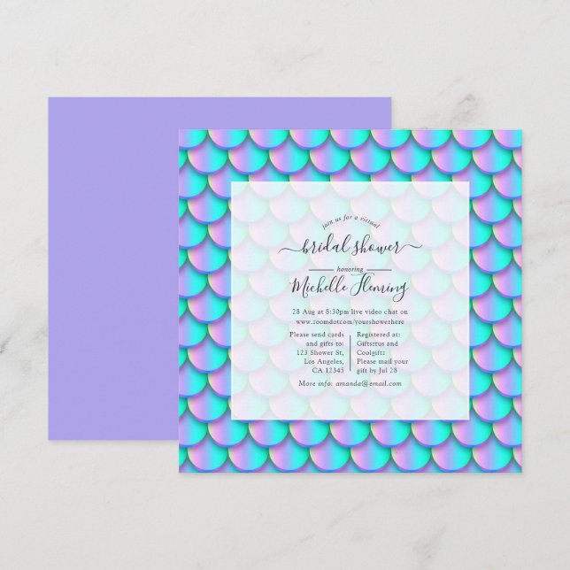 Invitation Balances de sirène Douche virtuelle (Devant / Derrière)