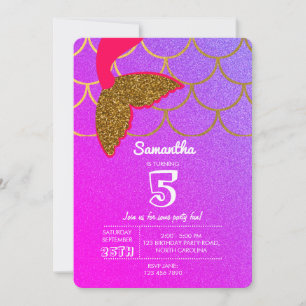 Invitation Balances de sirène rose violet Parties scintillant