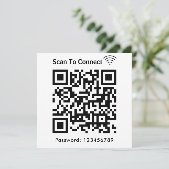 Invitation Balayage Wifi Pour Connecter Mot De Passe Code Qr  (Debout devant)