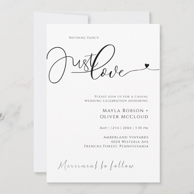 Invitation Balck moderne Sage et blanc Mariage simple Invitat (Devant)