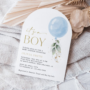 Invitation Balcon Bleu, Eucalyptus, Verdure, Baby shower